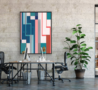 Exposed Pipes 1 framed vertical canvas wall art piece for sale at Vybe Interior