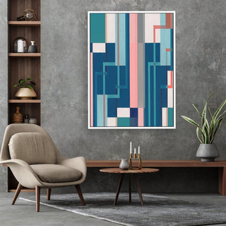 Exposed Pipes 2 framed vertical large canvas wall art piece for sale at Vybe Interior