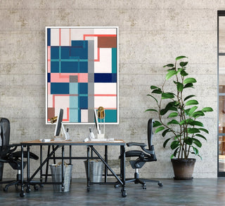 Exposed Pipes 3 framed vertical large canvas wall art piece for sale at Vybe Interior