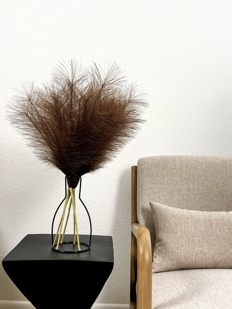 Faux Pampas Grass - Dark Brown (5 Stems) - Vybe Interior