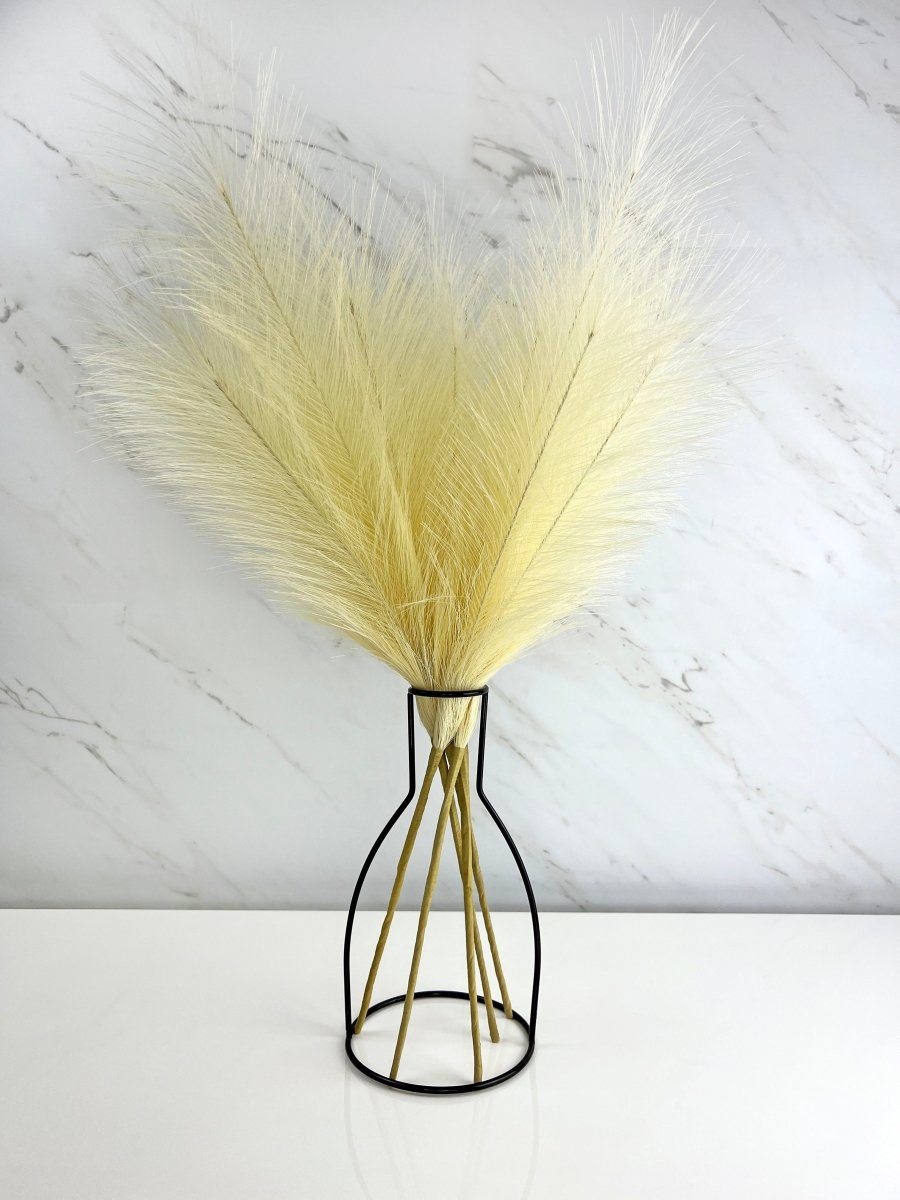 Faux Pampas Grass - Pale Yellow (5 Stems) - Vybe Interior