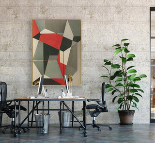 Geometric Fox framed vertical canvas wall art piece for sale at Vybe Interior