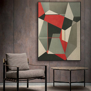 Geometric Fox framed vertical canvas wall art piece for sale at Vybe Interior