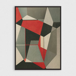 Geometric Fox framed horizontal canvas wall art piece for sale at Vybe Interior