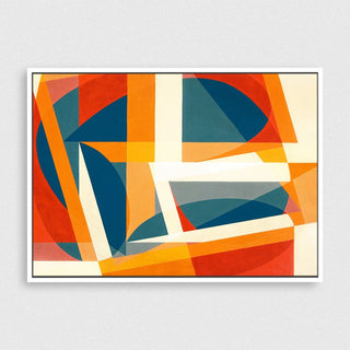 Geometric Joy framed horizontal canvas wall art piece for sale at Vybe Interior