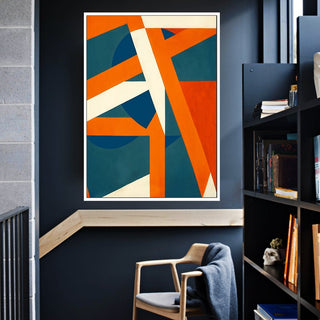 Geometric Solution framed vertical canvas wall art piece for sale at Vybe Interior