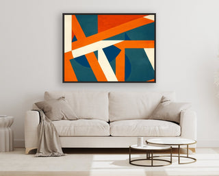 Geometric Solution framed horizontal canvas wall art piece for sale at Vybe Interior