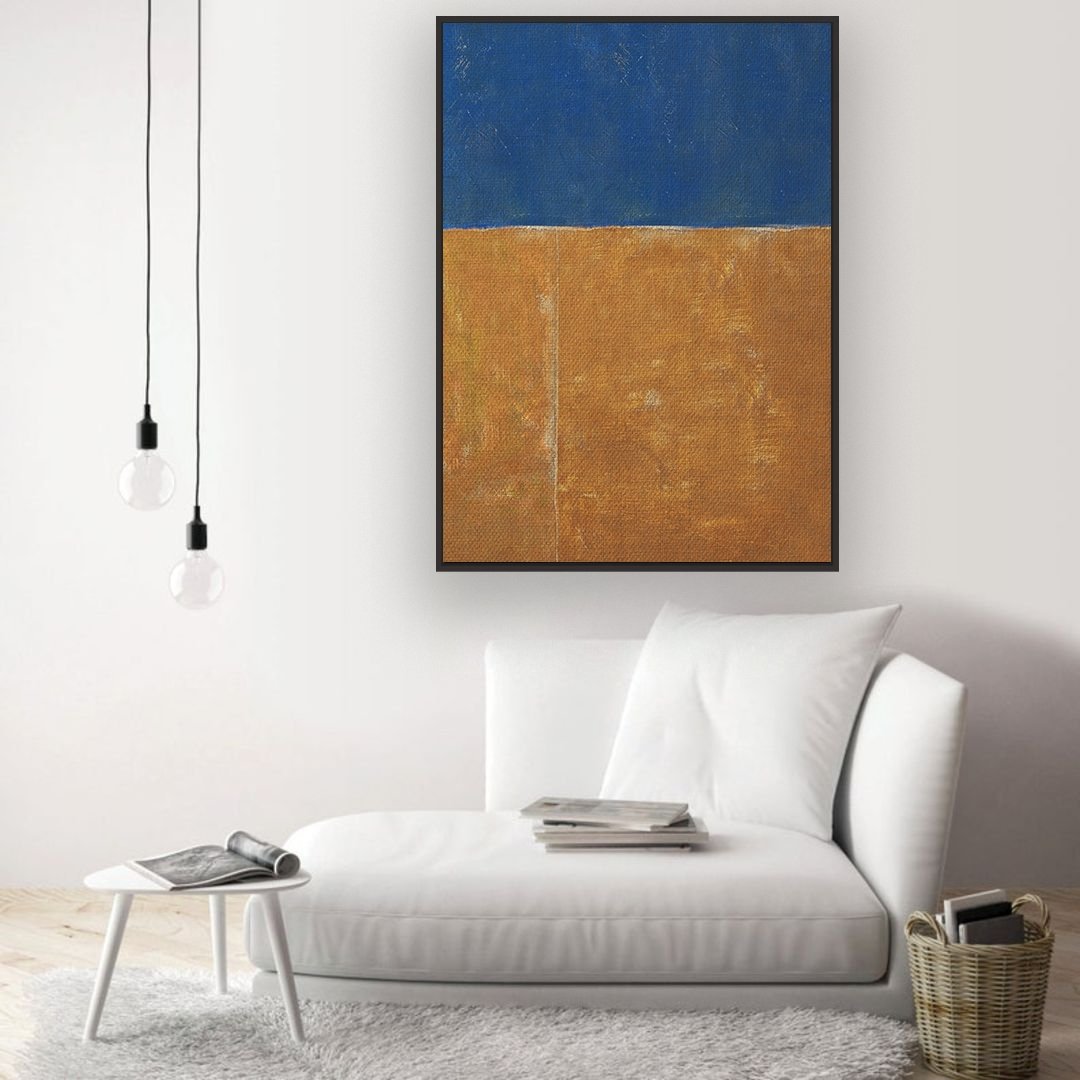 Gold Rush 1 framed vertical canvas wall art piece for sale at Vybe Interior
