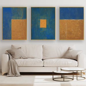 Gold Rush Canvas framed 3 piece canvas wall art piece for sale at Vybe Interior