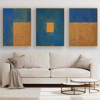 Gold Rush Canvas framed 3 piece canvas wall art piece for sale at Vybe Interior