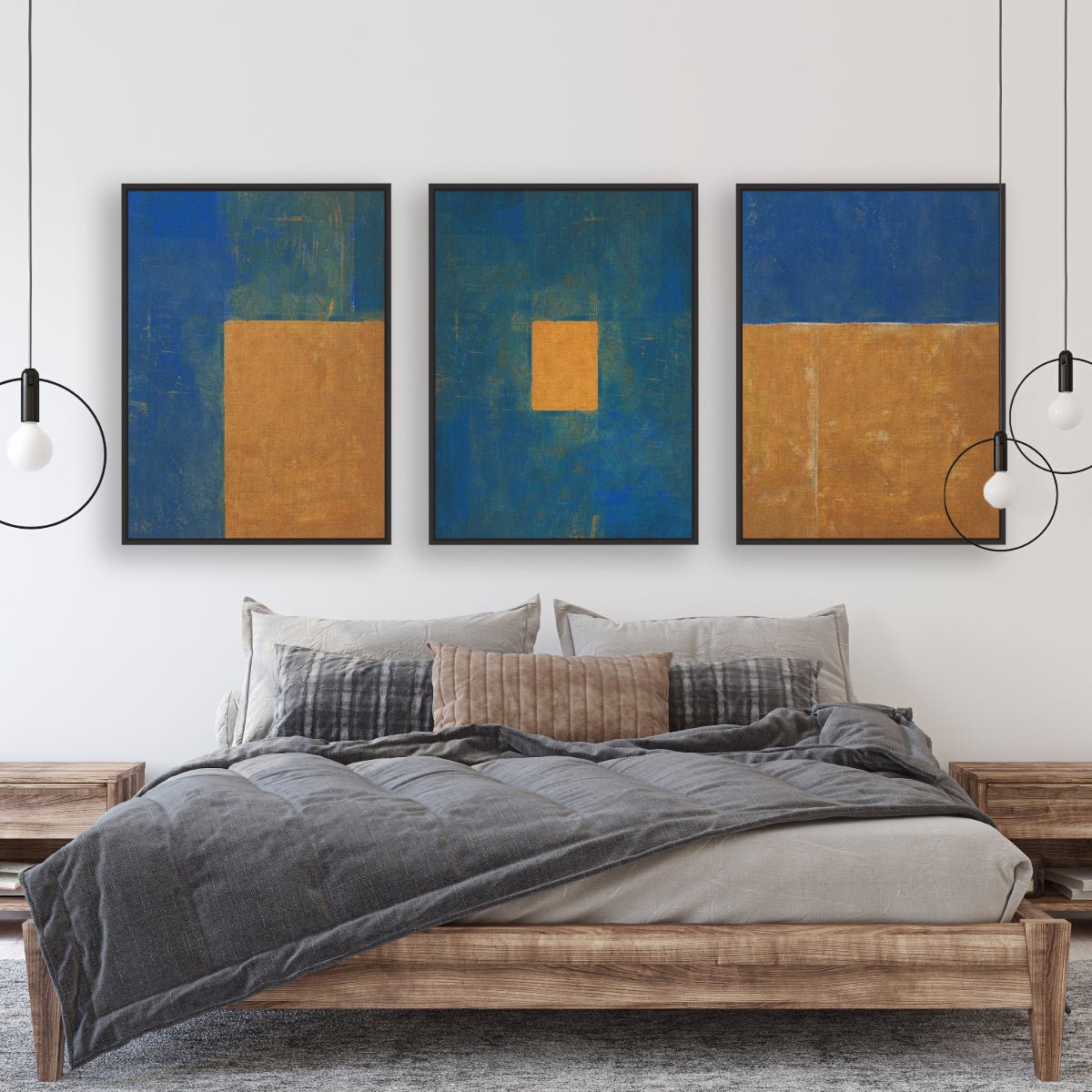 Gold Rush large canvas framed 3 piece large canvas wall art piece for sale at Vybe Interior