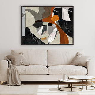 Graphically Dynamic framed vertical canvas wall art piece for sale at Vybe Interior