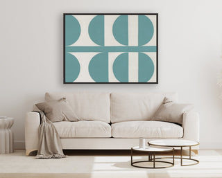 Half Circles 1 framed horizontal canvas wall art piece for sale at Vybe Interior