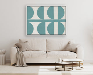 Half Circles 1 framed horizontal large canvas wall art piece for sale at Vybe Interior