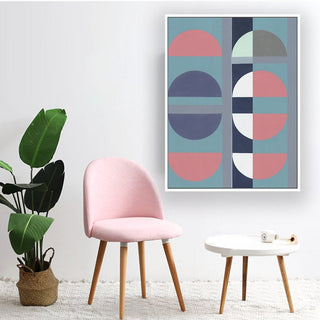Half Circles 3 framed vertical canvas wall art piece for sale at Vybe Interior