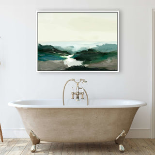 Highland View framed horizontal large canvas wall art piece for sale at Vybe Interior