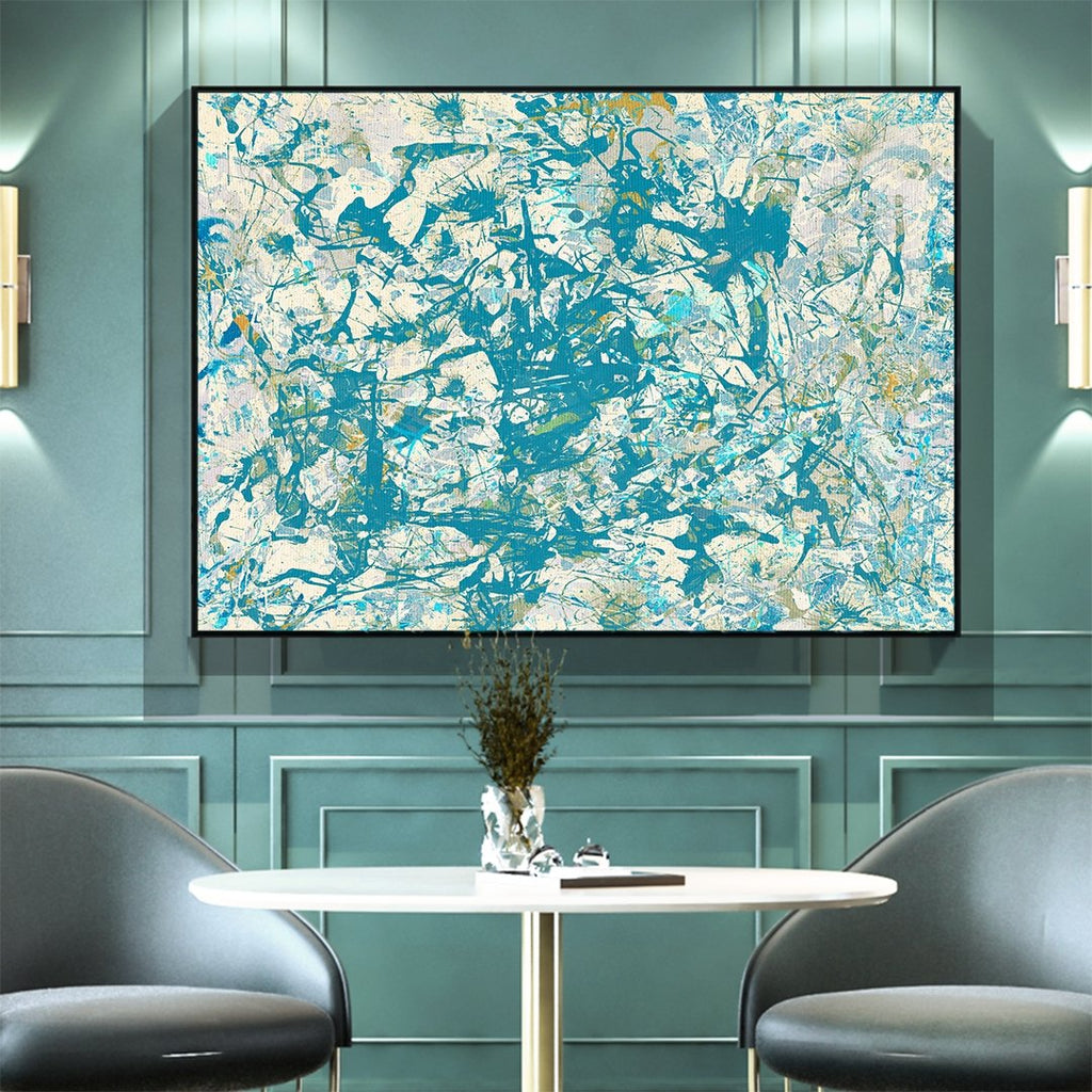 Jumble of Ideas 2 framed vertical canvas wall art piece for sale at Vybe Interior