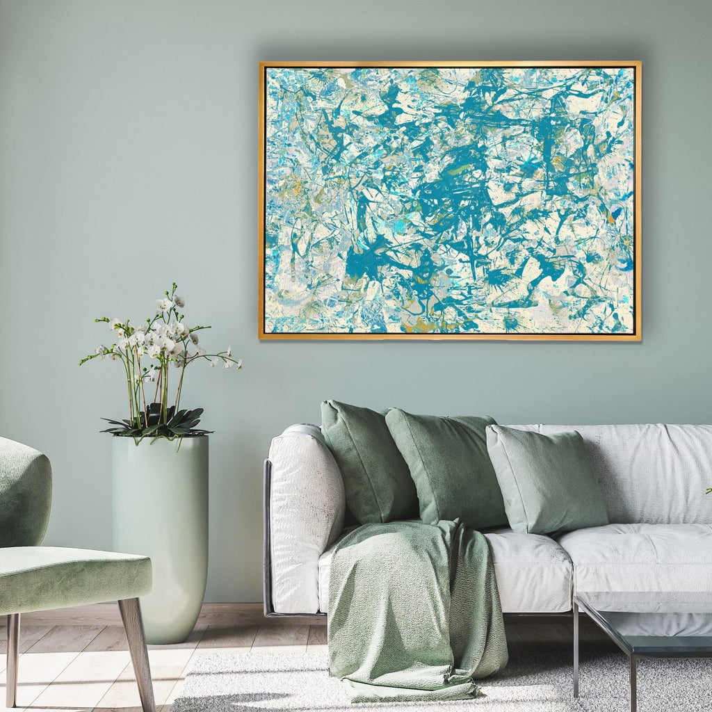 Jumble of Ideas 2 framed horizontal canvas wall art piece for sale at Vybe Interior