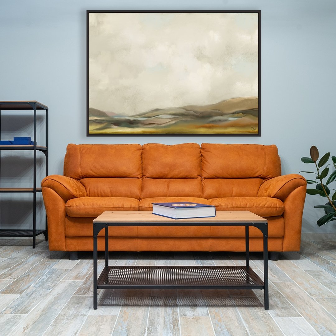 Open Space framed horizontal abstract canvas wall art piece for sale at Vybe Interior