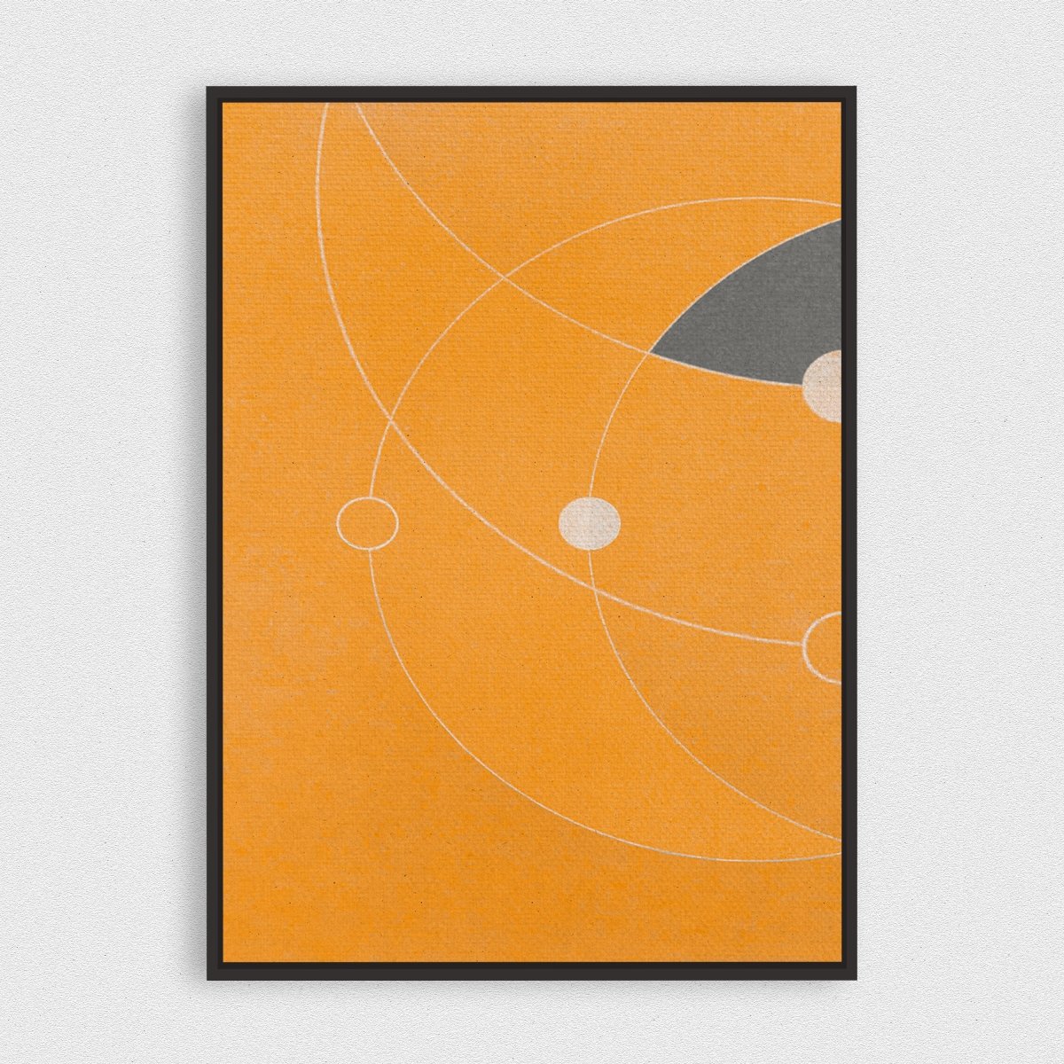 Orbiting 1 framed horizontal canvas wall art piece for sale at Vybe Interior