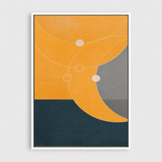 Orbiting 2 framed horizontal large canvas wall art piece for sale at Vybe Interior