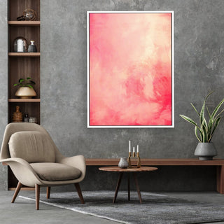 Pink Brightness framed vertical large canvas wall art piece for sale at Vybe Interior