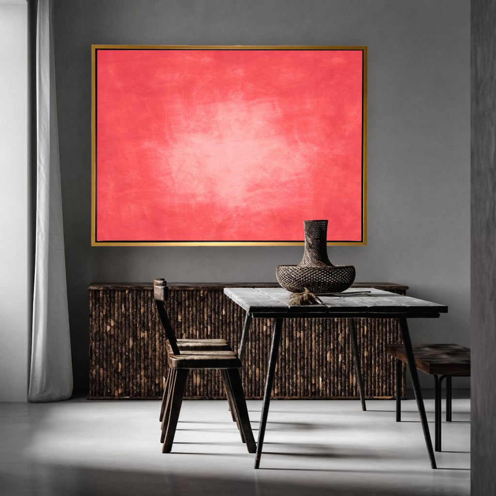 Pink Sun framed horizontal canvas wall art piece for sale at Vybe Interior