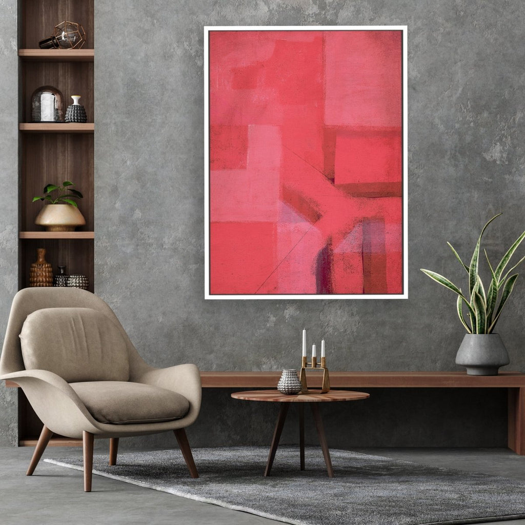 Pink Universe framed vertical canvas wall art piece for sale at Vybe Interior