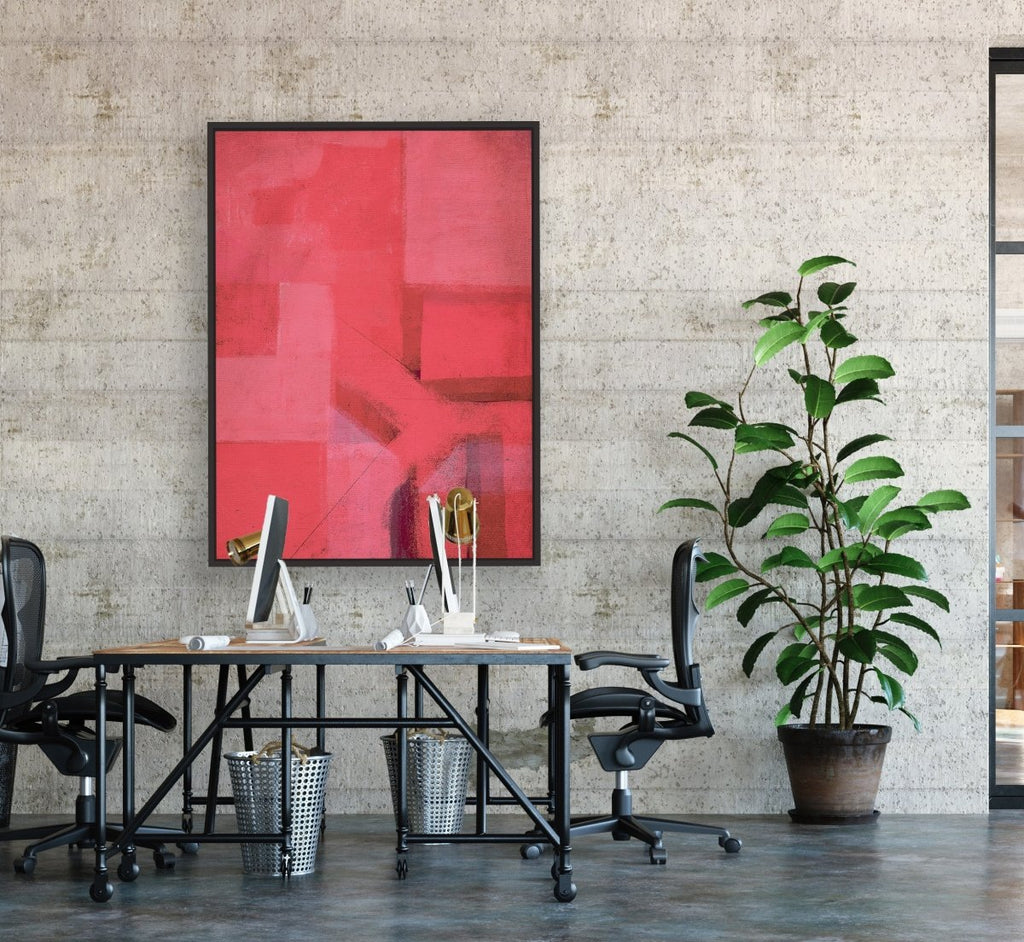 Pink Universe framed vertical canvas wall art piece for sale at Vybe Interior