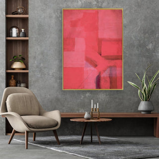 Pink Universe framed vertical large canvas wall art piece for sale at Vybe Interior