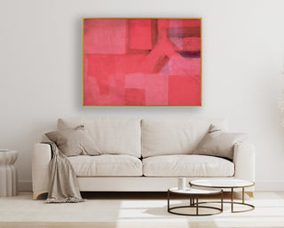 Pink Universe framed horizontal large canvas wall art piece for sale at Vybe Interior