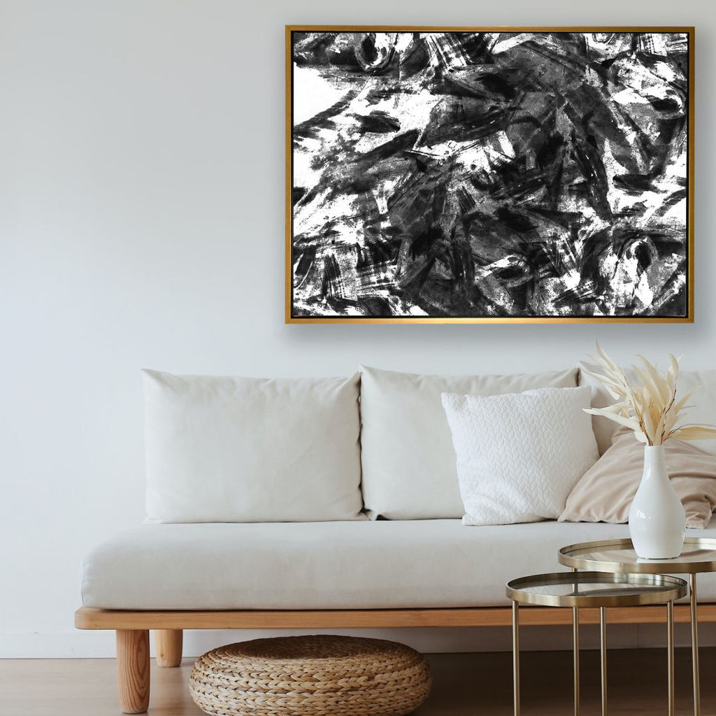 Salmon Run framed horizontal canvas wall art piece for sale at Vybe Interior