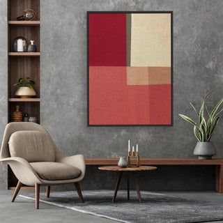 Shades of Red framed vertical canvas wall art piece for sale at Vybe Interior