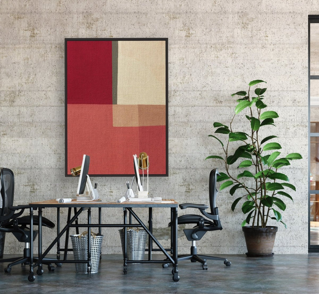 Shades of Red framed vertical canvas wall art piece for sale at Vybe Interior