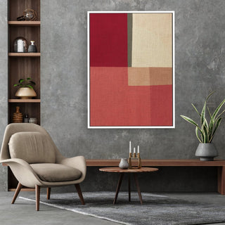 Shades of Red framed vertical large canvas wall art piece for sale at Vybe Interior