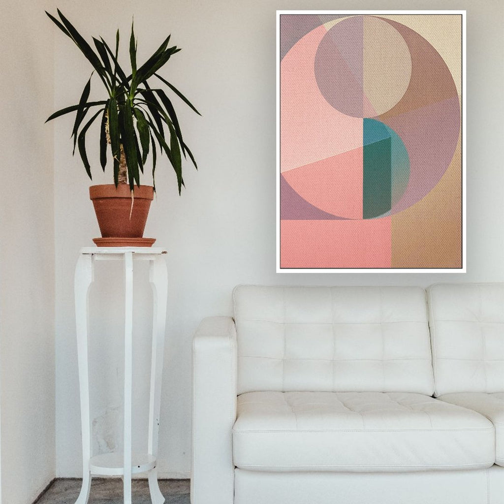Symmetry framed vertical canvas wall art piece for sale at Vybe Interior