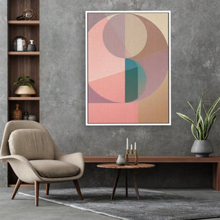 Symmetry framed vertical canvas wall art piece for sale at Vybe Interior