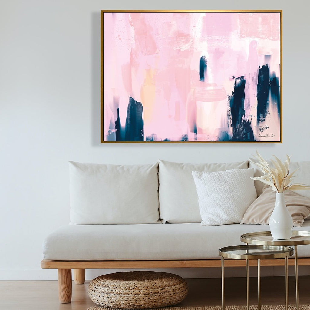 Taffy framed horizontal abstract canvas wall art piece for sale at Vybe Interior