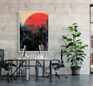 The Last Sunrise framed vertical large canvas wall art piece for sale at Vybe Interior
