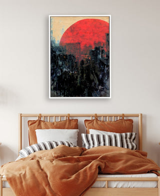 The Last Sunrise framed horizontal large canvas wall art piece for sale at Vybe Interior