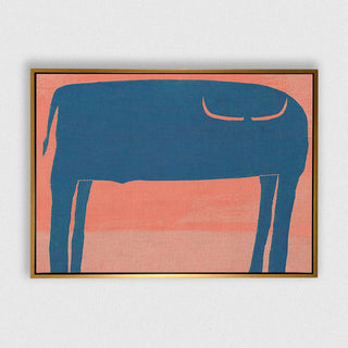 Toro Azul framed horizontal canvas wall art piece for sale at Vybe Interior