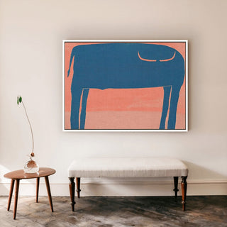 Toro Azul framed vertical canvas wall art piece for sale at Vybe Interior