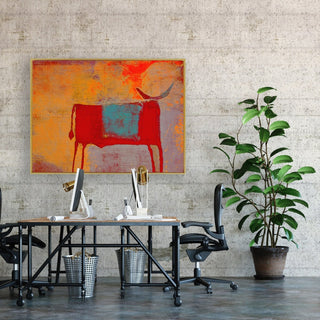 Toro Rojo framed abstract canvas wall art piece for sale at Vybe Interior