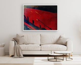 Volcanic Red framed vertical large canvas wall art piece for sale at Vybe Interior