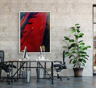 Volcanic Red framed horizontal large canvas wall art piece for sale at Vybe Interior